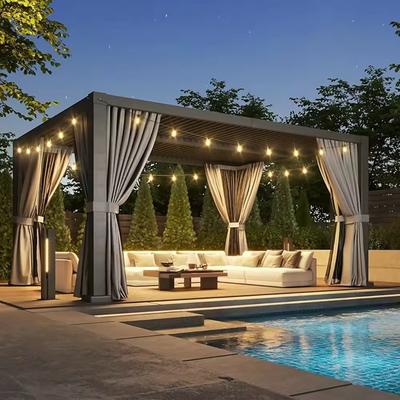 Anyhoo Custom Motorized Aluminum Alloy LED Light Pergola Gazebo