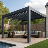 Anyhoo Modern Waterproof Motorized Pergola Aluminum Hardtop Patio Gazebo